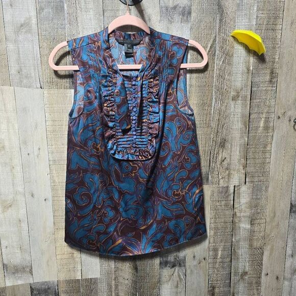 Marc by Marc Jacobs Silk Sleeveless Blouse Size 2 Purple Turquoise - Picture 1 of 5